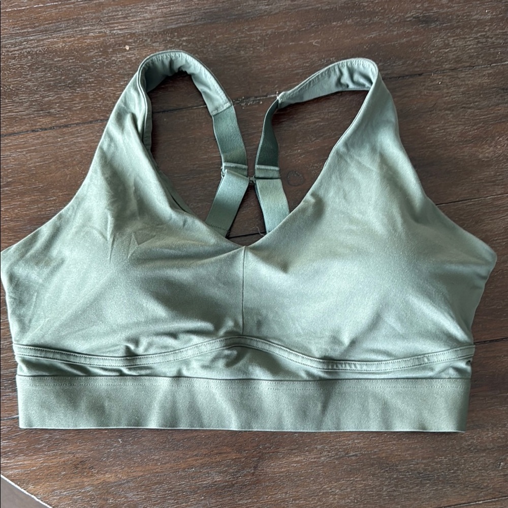 Fabletics 2X Olive Green Women's Sports Bra adjustable straps padding